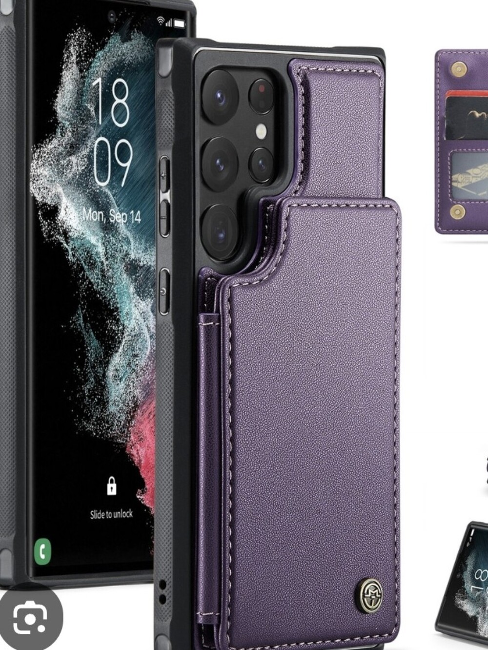 Samsung Purple Wallet Case with Cards Slot For S22 Ultra